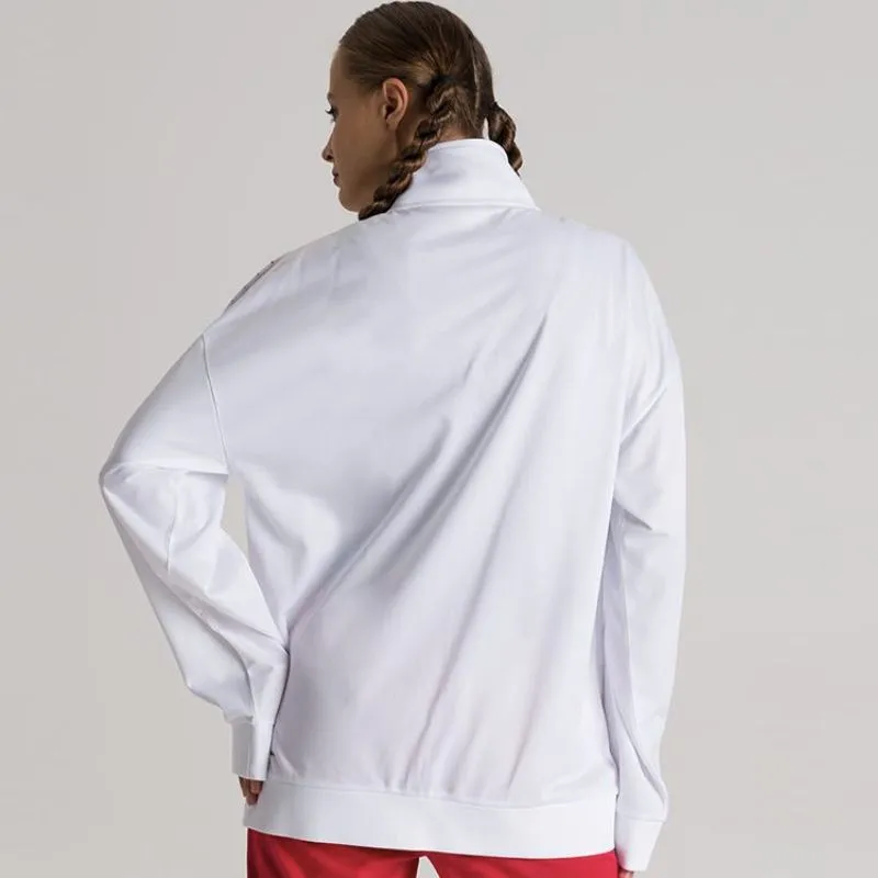 UNISEX OVERSIZED TEAM JACKET - WHITE/WHITE/RED