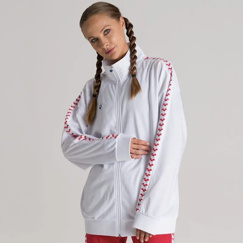 UNISEX OVERSIZED TEAM JACKET - WHITE/WHITE/RED
