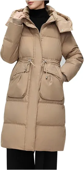 Winter Fashion Long Puffer Jackets Women Plus Size Quilted Jackets Windproof Thermal down Trench Coat with Hood