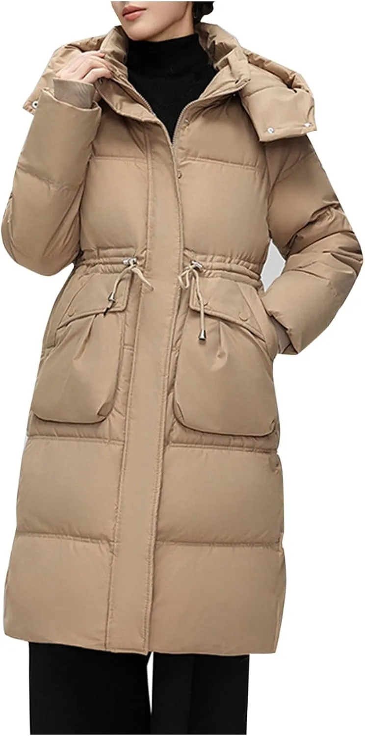 Winter Fashion Long Puffer Jackets Women Plus Size Quilted Jackets Windproof Thermal down Trench Coat with Hood
