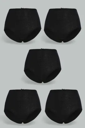 Women Black Full Brief (Pack of 5)