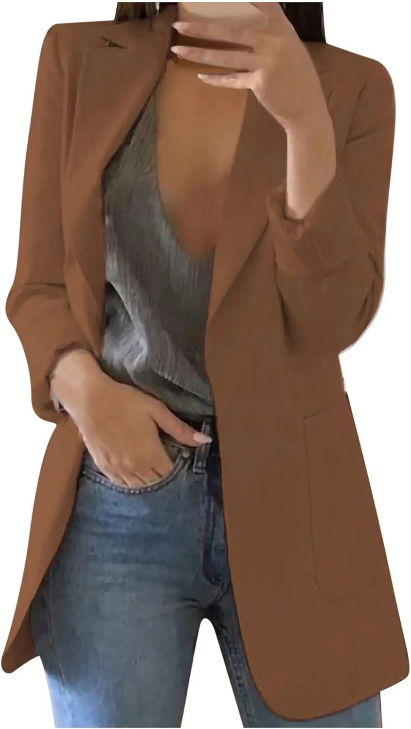 Womens Casual Blazers Lightweight Blazer Jackets Ladies Plus Size Open Front Outwear Cardigans Long Sleeve Work Office Jacket