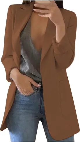 Womens Casual Blazers Lightweight Blazer Jackets Ladies Plus Size Open Front Outwear Cardigans Long Sleeve Work Office Jacket