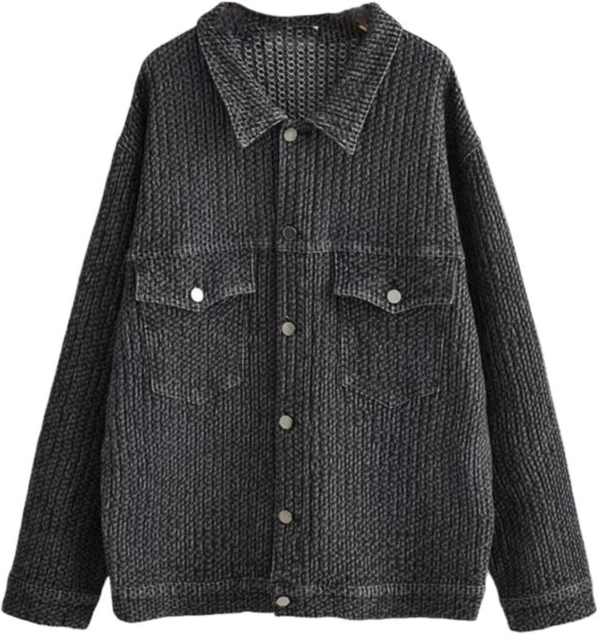 Womens Denim Jacket American Mid-Length Loose Outerwear Jean Coat for Women