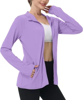 Womens UPF 50  Sun Protection Hoodie Jacket Lightweight Quick Dry Active Uv Shirts, Outdoort Hiking Zip Up Jacket