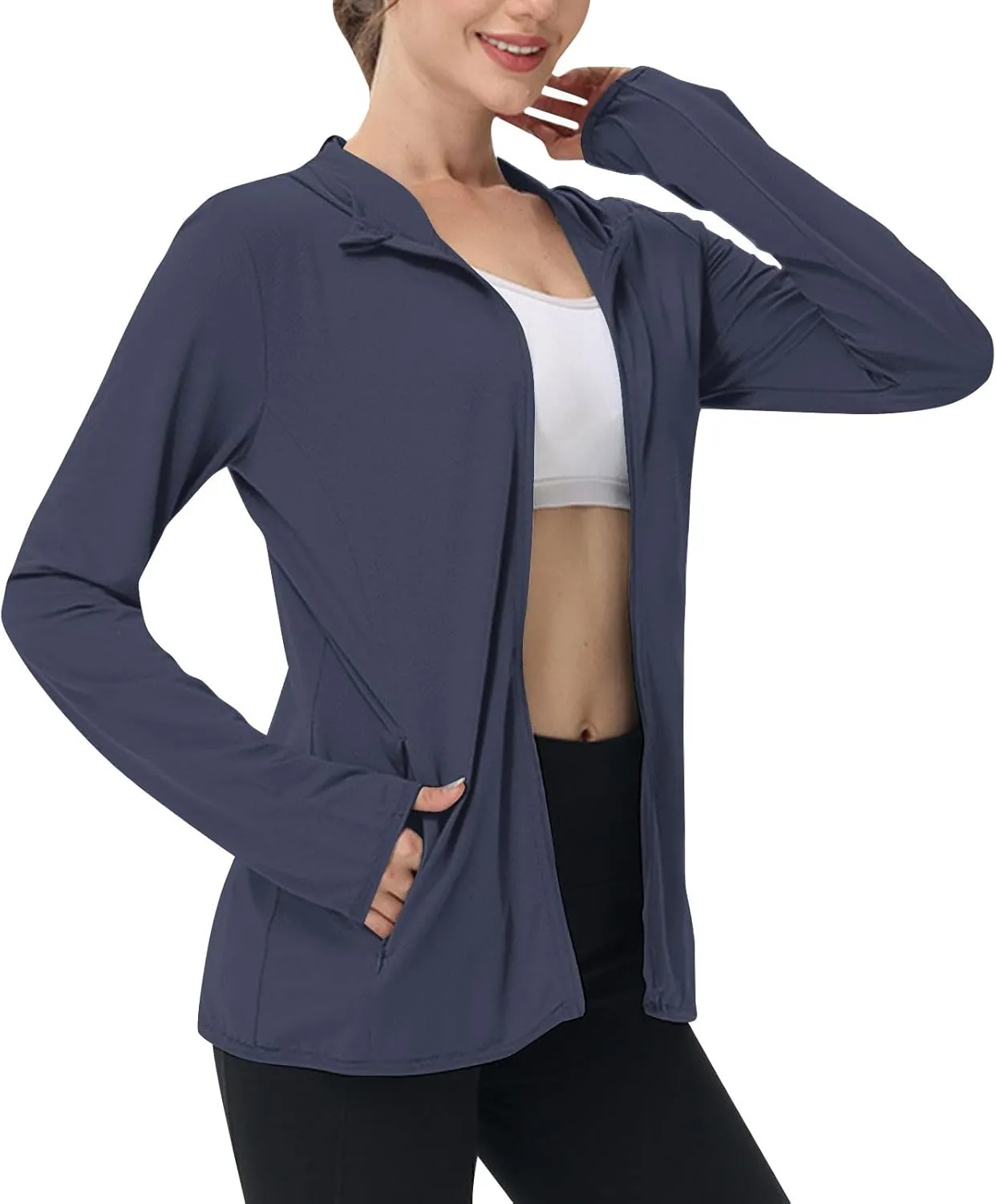 Womens UPF 50  Sun Protection Hoodie Jacket Lightweight Quick Dry Active Uv Shirts, Outdoort Hiking Zip Up Jacket