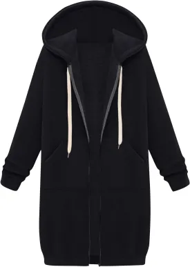Women's Zip Up Long Hoodies Long Sleeve Drawstring Hooded Sweatshirts 2025 Fall Oversized Fleece Jackets with Pockets