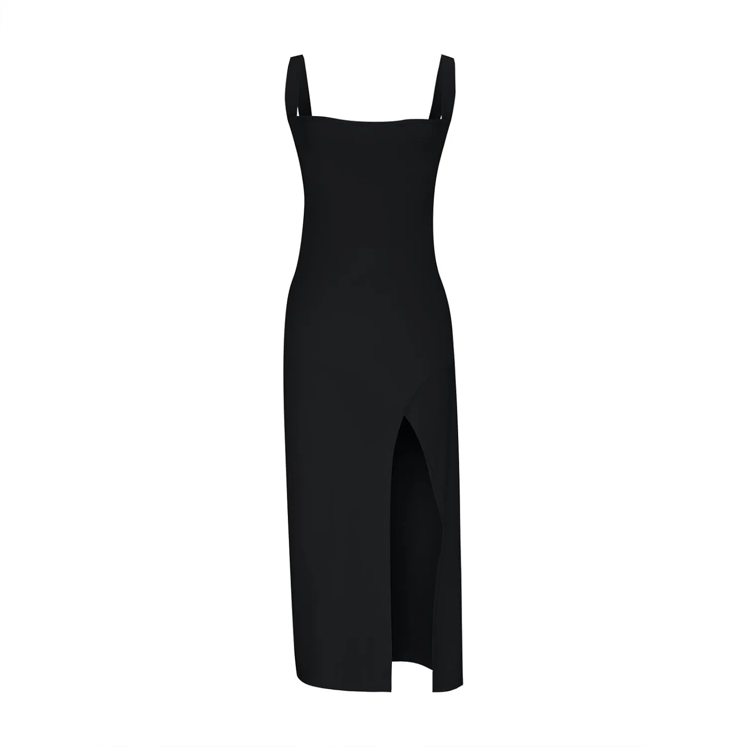 Xiaojmake Square Neck Bodycon Long Dress Sleeveless High Slit Cocktail Party Dresses Casual Summer Beach Vacation Dress 2025