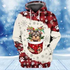 YorkShire Terrier In Snow Pocket Merry Christmas Unisex Hoodie